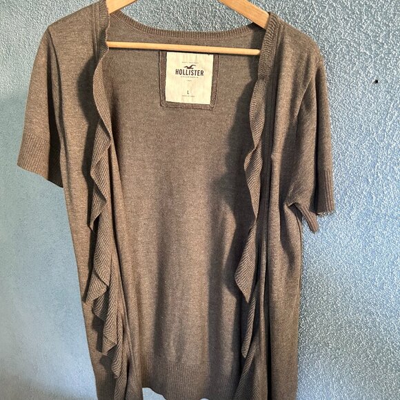 Hollister short-sleeve open-front sweater brown L - Picture 1 of 7
